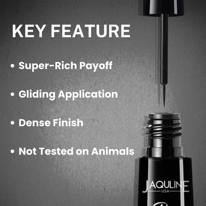 Jaquline USA Pro Stroke Liquid Eyeliner Matte Black 4ml, Enriched with Almond Extract, long lasting, Smudge proof
