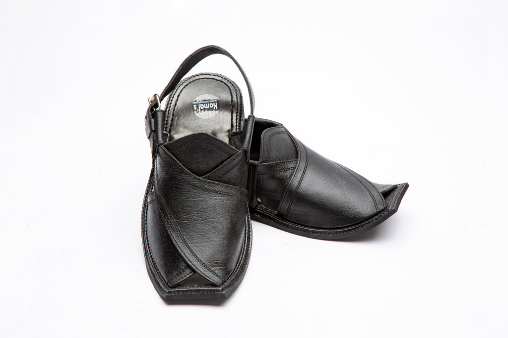 Komal's KMPC108 Leather Double-Stitched Peshawari Chappal