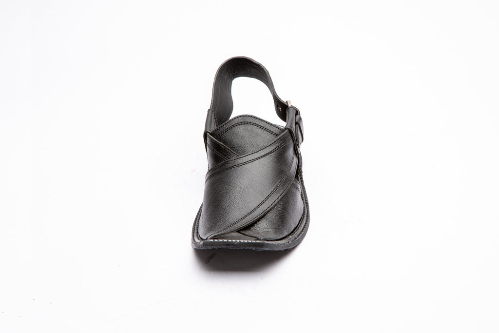 Komal's KMPC108 Leather Double-Stitched Peshawari Chappal
