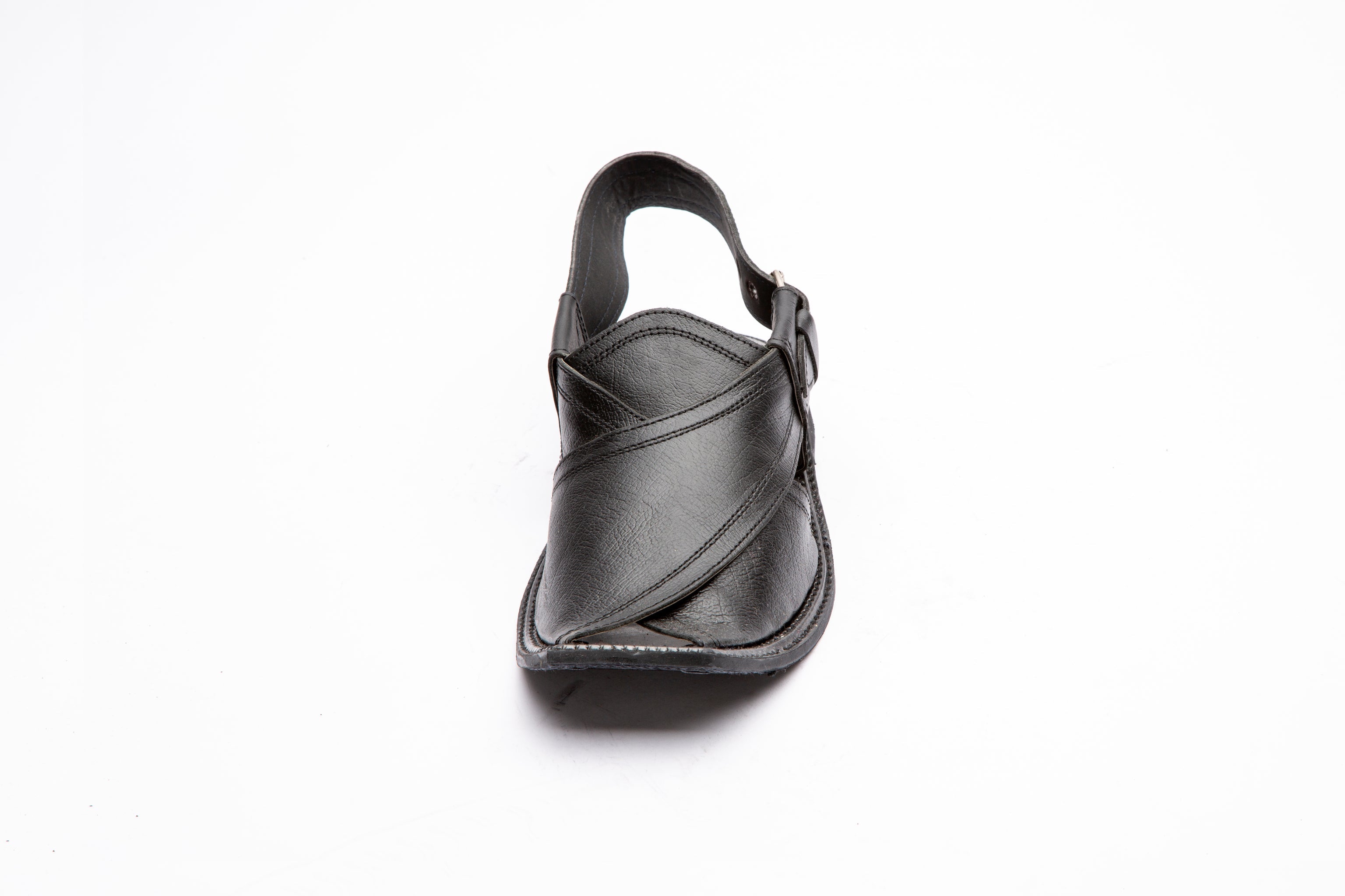 Komal's KMPC108 Leather Double-Stitched Peshawari Chappal