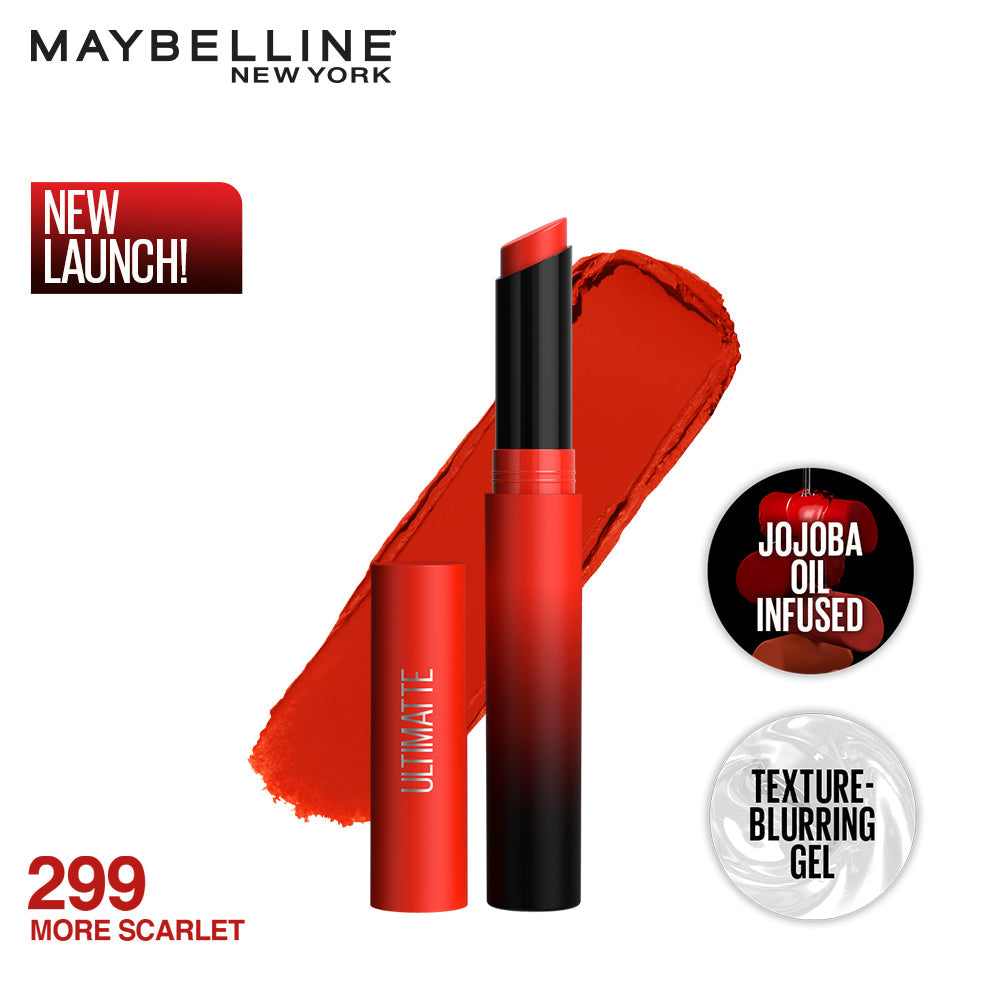 Maybelline New York Color Sensational Ultimattes Lipstick, 299 More Scarlet, 1.7 g
