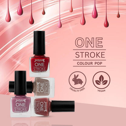 Jaquline USA One Stroke 4 In 1 Nail Kit, Long Lasting, Chip Resistant, Vegan, Quick Dry & Cruelty-Free Glossy Finish Nail Pai