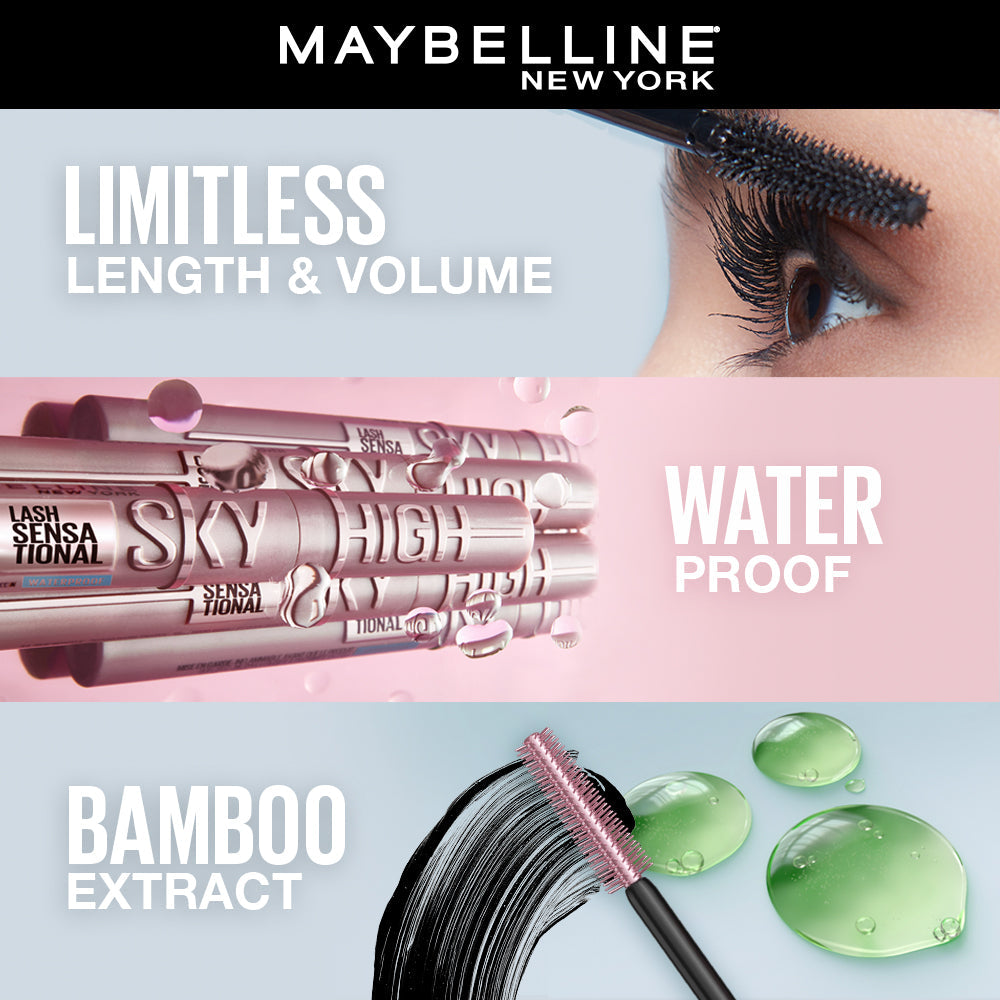 Maybelline New York Lash Sensational Sky High Waterproof Mascara, Lengthening & Volumizing Mascara With Bamboo Extract & Fibr