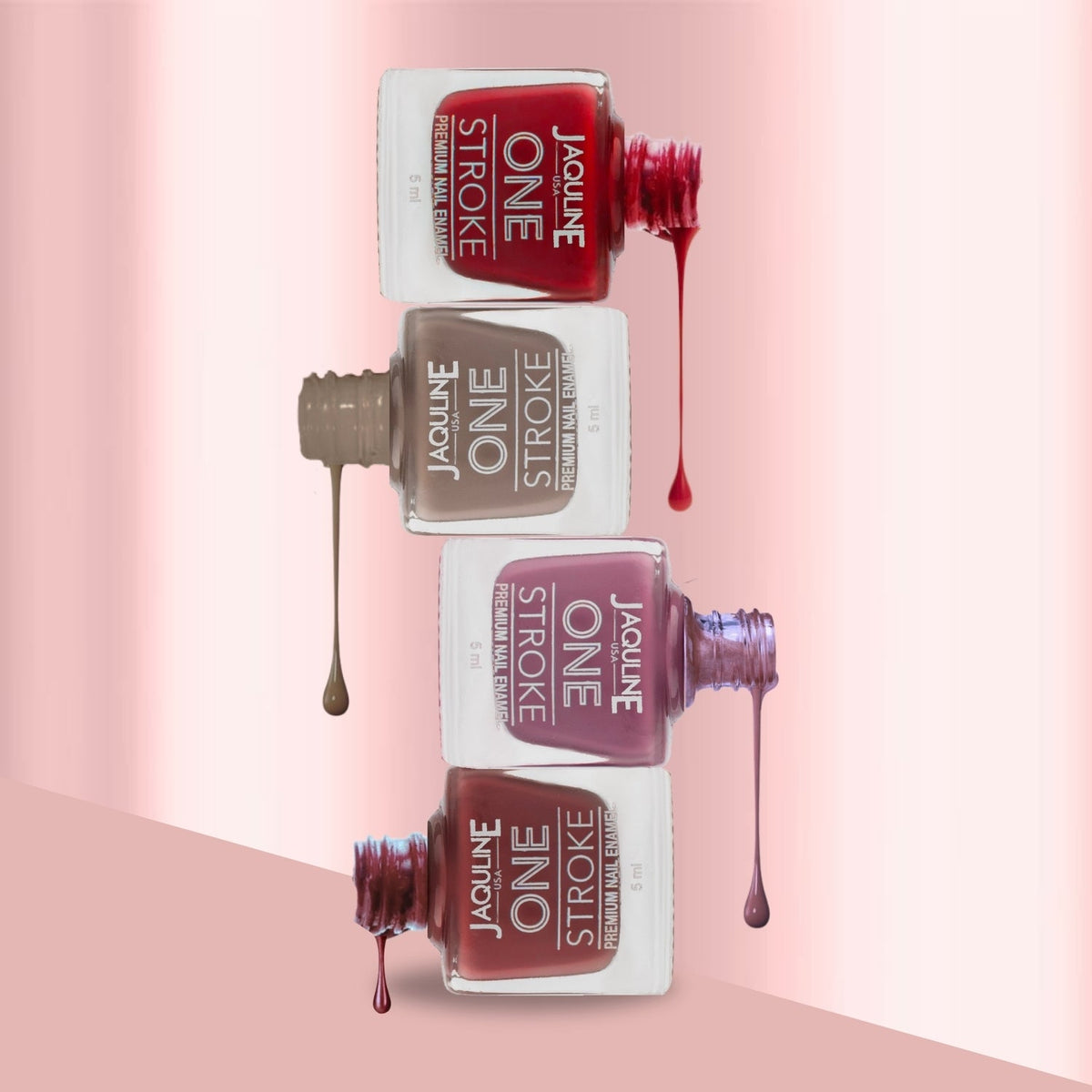 Jaquline USA One Stroke 4 In 1 Nail Kit, Long Lasting, Chip Resistant, Vegan, Quick Dry & Cruelty-Free Glossy Finish Nail Pai