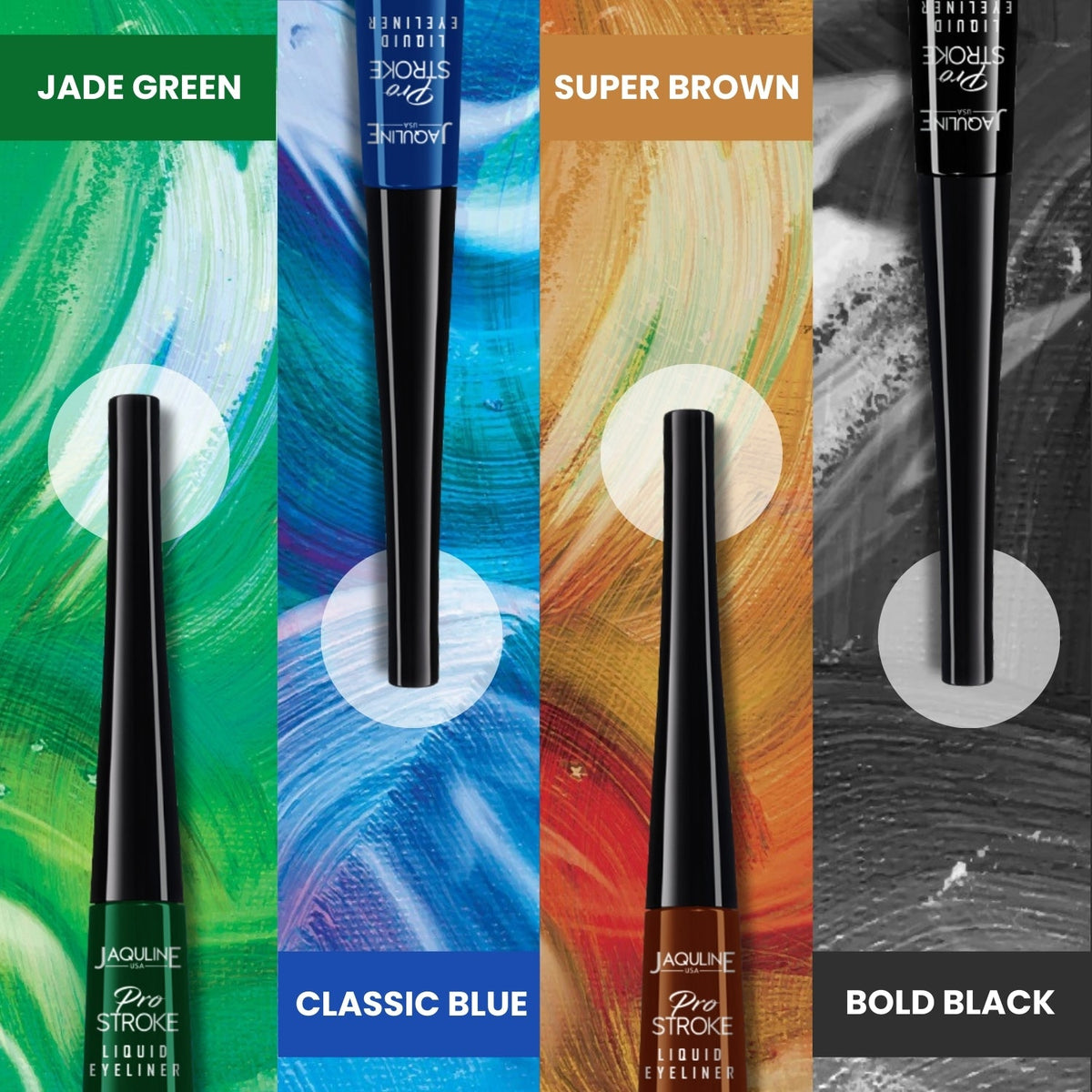 Jaquline USA Pro Stroke Liquid Eyeliner Jade Green 4ml, Enriched with Almond Extract, long lasting, Smudge proof