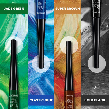 Jaquline USA Pro Stroke Liquid Eyeliner Jade Green 4ml, Enriched with Almond Extract, long lasting, Smudge proof