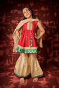 Komal's KDD-01303 | Maroon & Gold | Formal 3 Piece Suit | Banarsi Khaddi Net