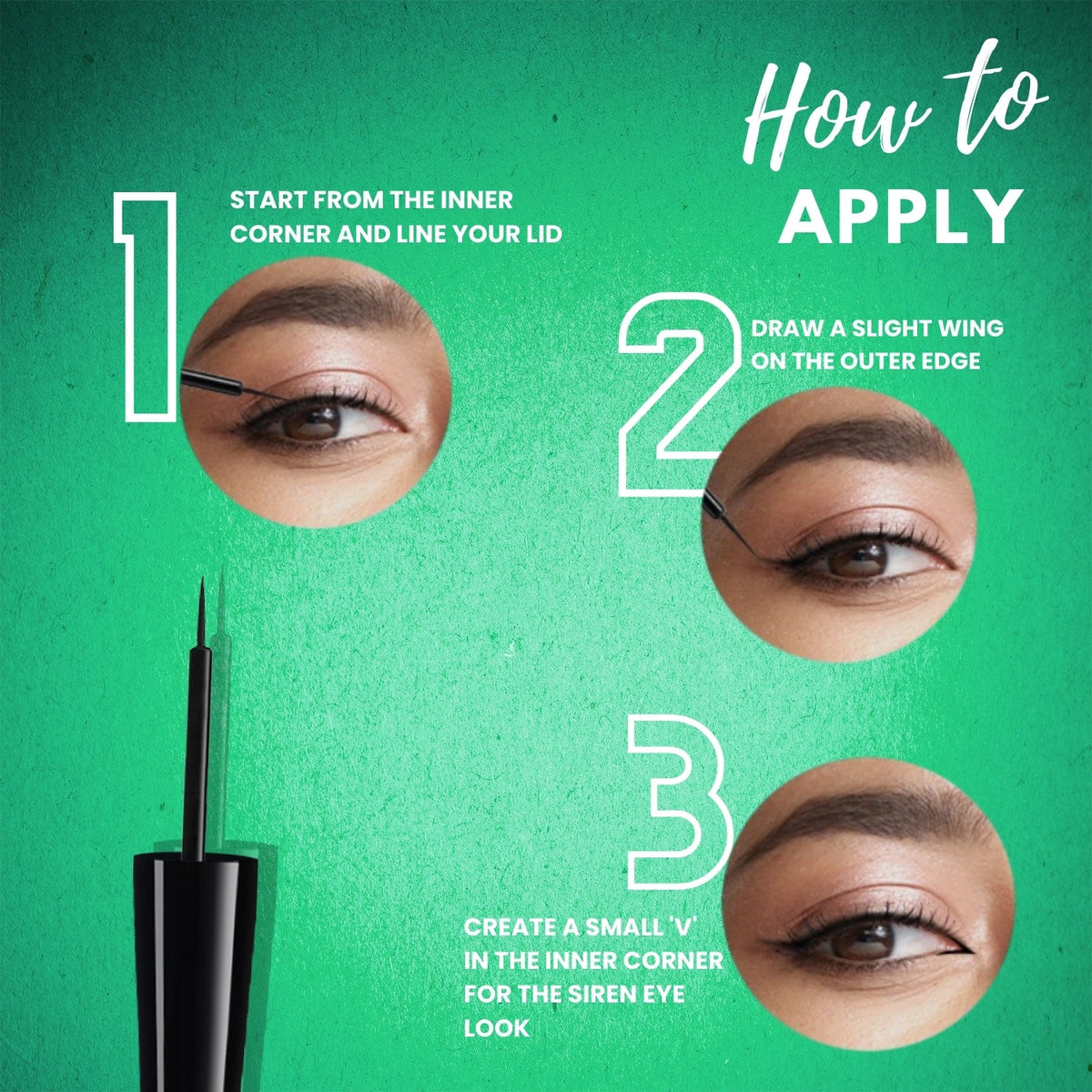 Jaquline USA Pro Stroke Liquid Eyeliner Jade Green 4ml, Enriched with Almond Extract, long lasting, Smudge proof