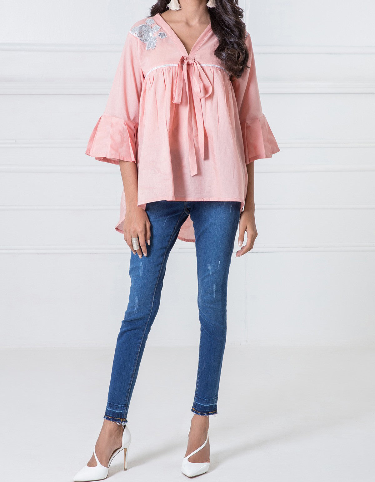 Komal's WTB17404 Flared Top With Peplum Sleeves