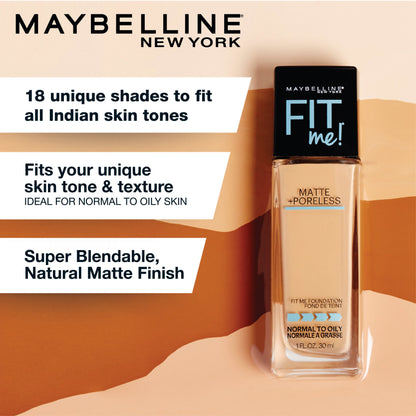 Maybelline New York Fit Me Matte + Poreless Liquid Foundation, 115 Ivory | Matte Foundation | Oil Control Foundation | Founda