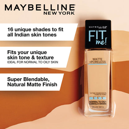 Maybelline New York Fit Me Matte + Poreless Liquid Foundation, 228 Soft Tan | Matte Foundation | Oil Control Foundation | Fou