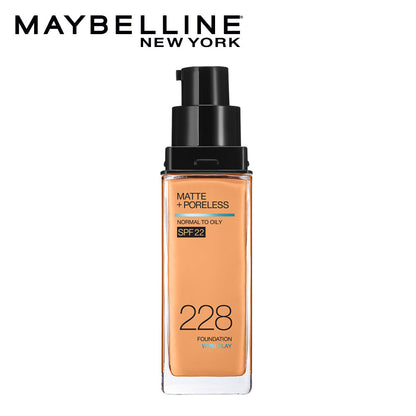 Maybelline New York Fit Me Matte + Poreless Liquid Foundation, 228 Soft Tan | Matte Foundation | Oil Control Foundation | Fou