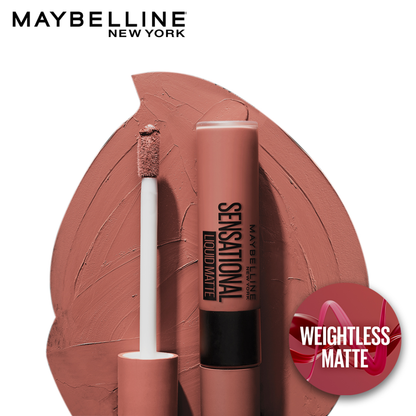 Maybelline New York Sensational Liquid Matte Lipstick, NU02 Strip It Off, 7ml - Liquid Lipstick Shades Delivering Intense Mat
