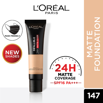 L'Oreal Paris Infallible 24H Matte Cover Liquid Foundation, 147 Neutral Beige
, 35 ml