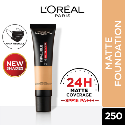 L'Oreal Paris Infallible 24H Matte Cover Liquid Foundation, 250 Radiant Sand
, 35 ml