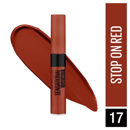 Maybelline New York Sensational Liquid Matte Lipstick, 17 Stop On Red, 7ml - Liquid Lipstick Shades Delivering Intense Matte 