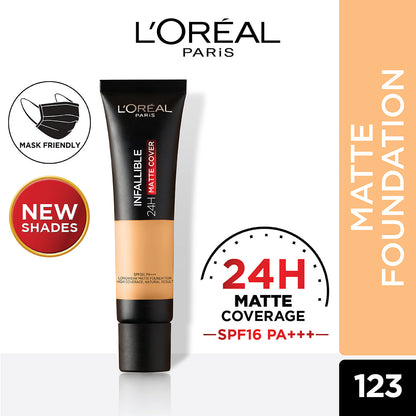 L'Oreal Paris Infallible 24H Matte Cover Liquid Foundation, 123 Natural Vanilla
, 35 ml