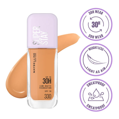 Maybelline New York Super Stay Lumi-Matte Liquid Foundation 30H Longwear yet Light-As-Air, 330, 35ml