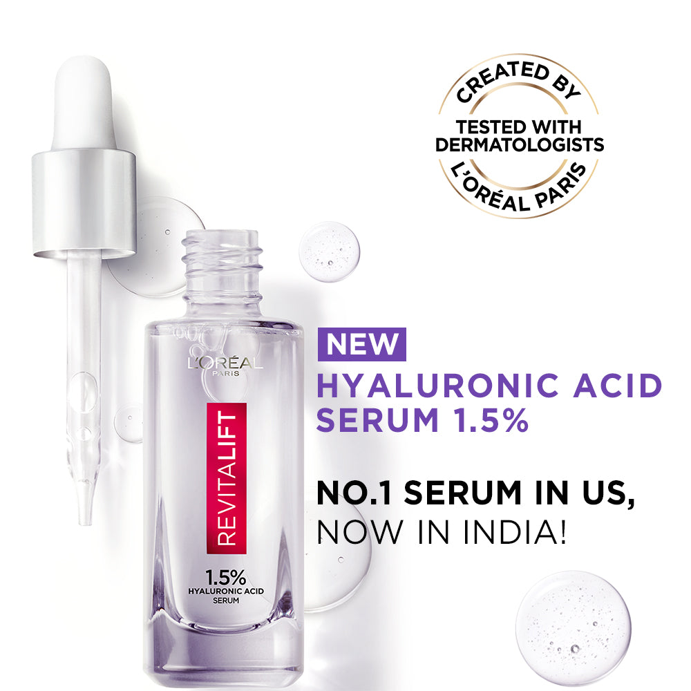 L'Oreal Paris Revitalift Hyaluronic Acid Serum | Lightweight & Hydrating Face Serum For Radiant Skin (Fragrance & Paraben Fre