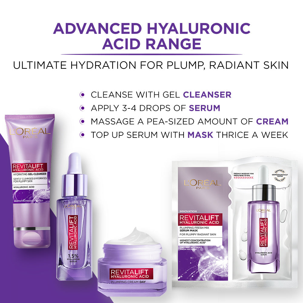 L'Oreal Paris Revitalift Hyaluronic Acid Serum | Lightweight & Hydrating Face Serum For Radiant Skin (Fragrance & Paraben Fre