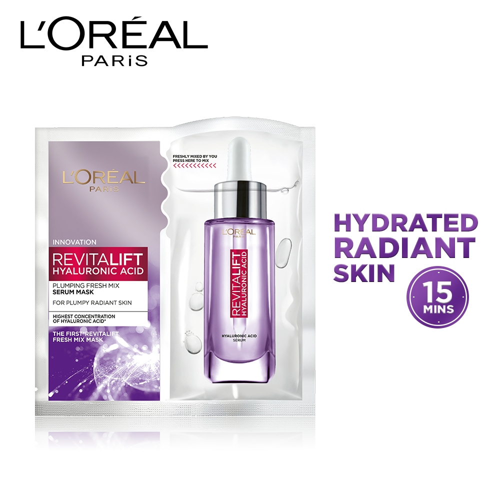 L'Oreal Paris Revitalift Hyaluronic Acid Fresh Mix Serum Sheet Mask, 33g