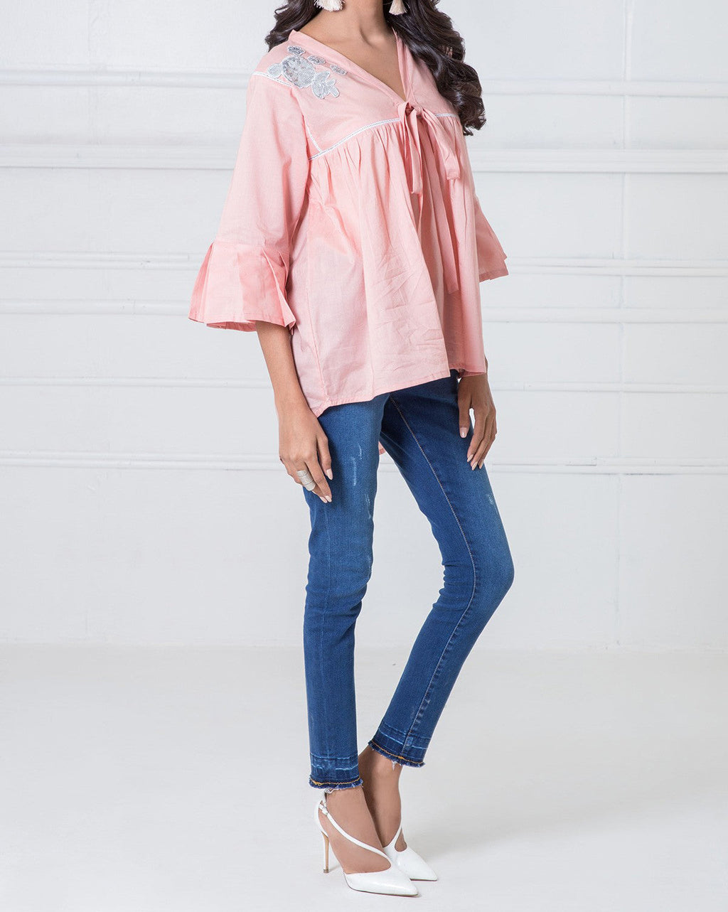 Komal's WTB17404 Flared Top With Peplum Sleeves