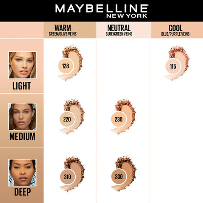 Maybelline New York Fit Me Matte + Poreless Compact Powder, 128 Warm Nude, 6g