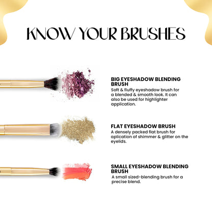 MARS Artist's Arsenal Makeup Brush Set for Professional Makeup | Eyeshadow Blending Brushes (3pcs) | Foundation, Blush, Powde