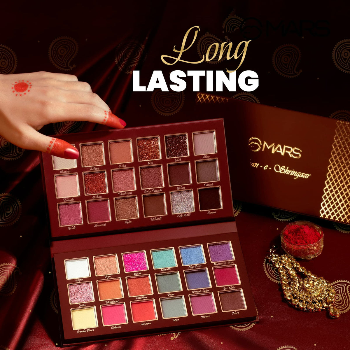 MARS Jashn-e-Shringaar 36 Color Eyeshadow Palette | Matte, Shimmer & Glitter Shades | Highly Pigmented Party Palette (36.0 gm