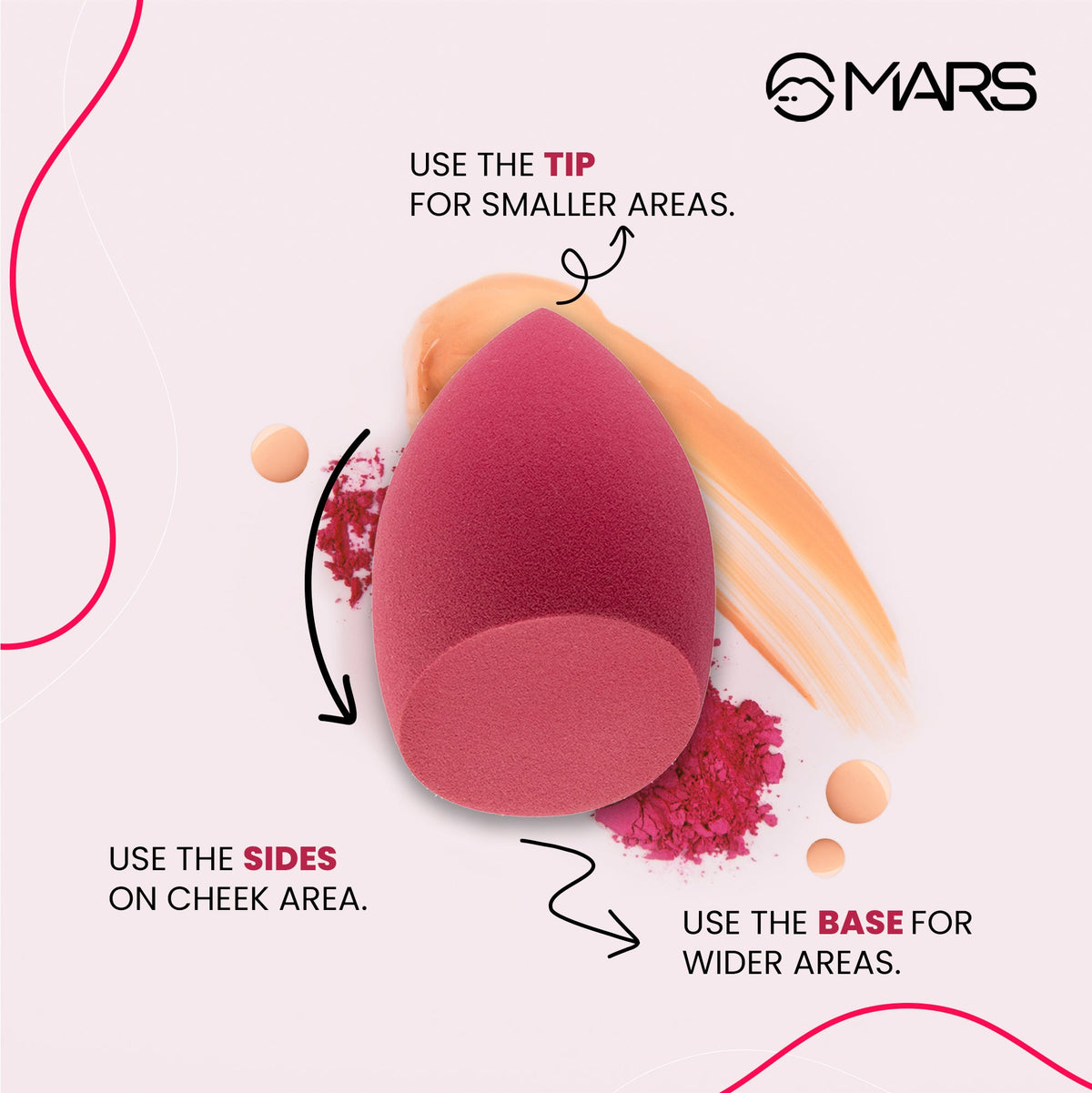 MARS Master Blender for Makeup | Dual-Sided Excellence | Flat for Precision | Premium Material | Durable | Less Product Absor