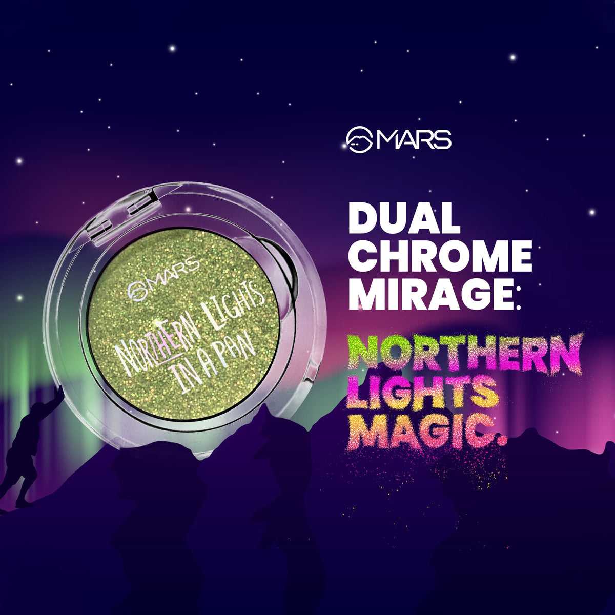 MARS Northern Lights In A Pan Eyeshadow With Dual-Tone Shimmer Shades | Single Swipe Pigmentation | Easy to Blend (0.5gm) (03