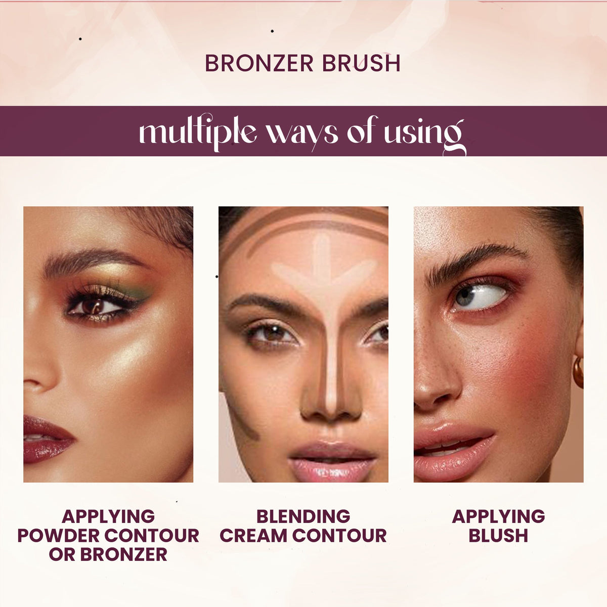 MARS Artist's Arsenal Professional Bronzer Makeup Brush for Face & Cheeks | Feather Soft Touch & High Density | Precise Synth