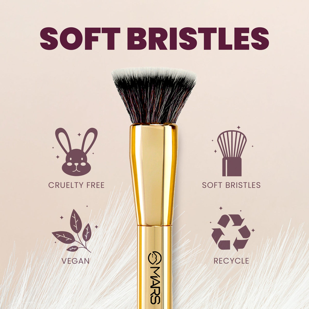 MARS Artist's Arsenal Professional Foundation Flat make up Brush | Feather Soft Touch | Precise Synthetic Bristle | Luxe Pack