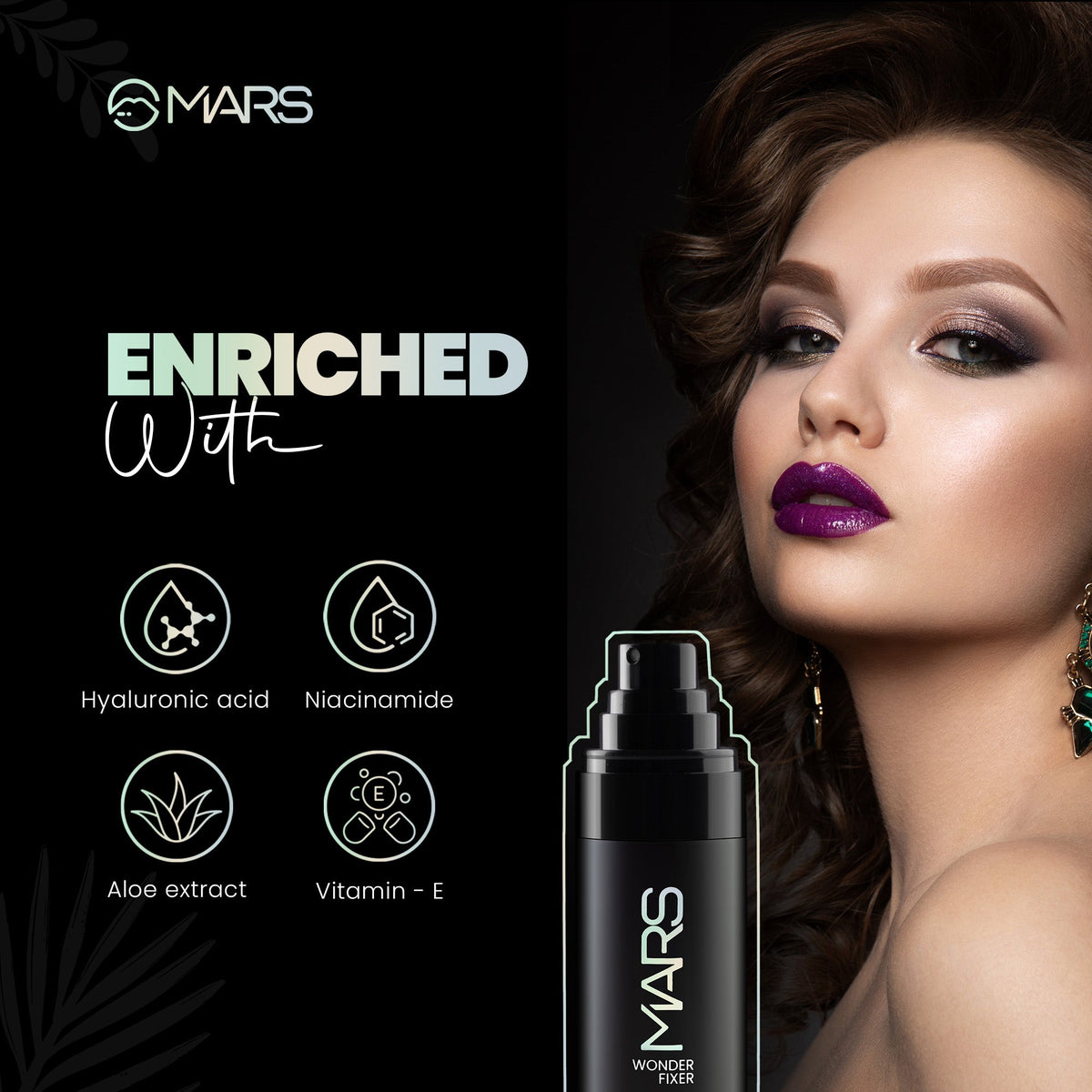 MARS Wonder Minimal Frangnance Make Up Fixer Spray for Women | Long lasting & Matte Finish | Hydrating | Travel Friendly (50m