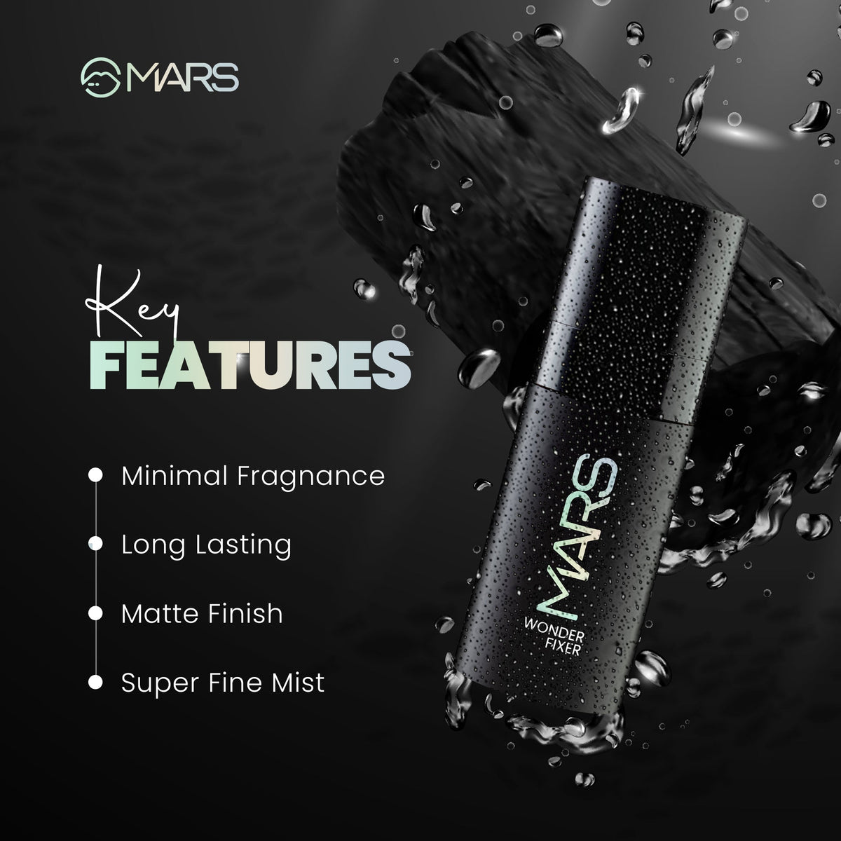MARS Wonder Minimal Frangnance Make Up Fixer Spray for Women | Long lasting & Matte Finish | Hydrating | Travel Friendly (50m