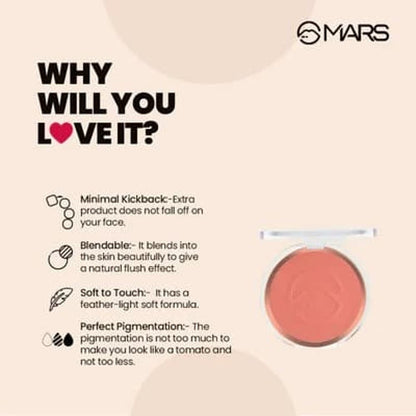 MARS Flush of Love Face Blusher | Highly Pigmented & Easy to Blend | Lightweight & Natural Finish (8.0 gm) (Shade-08)