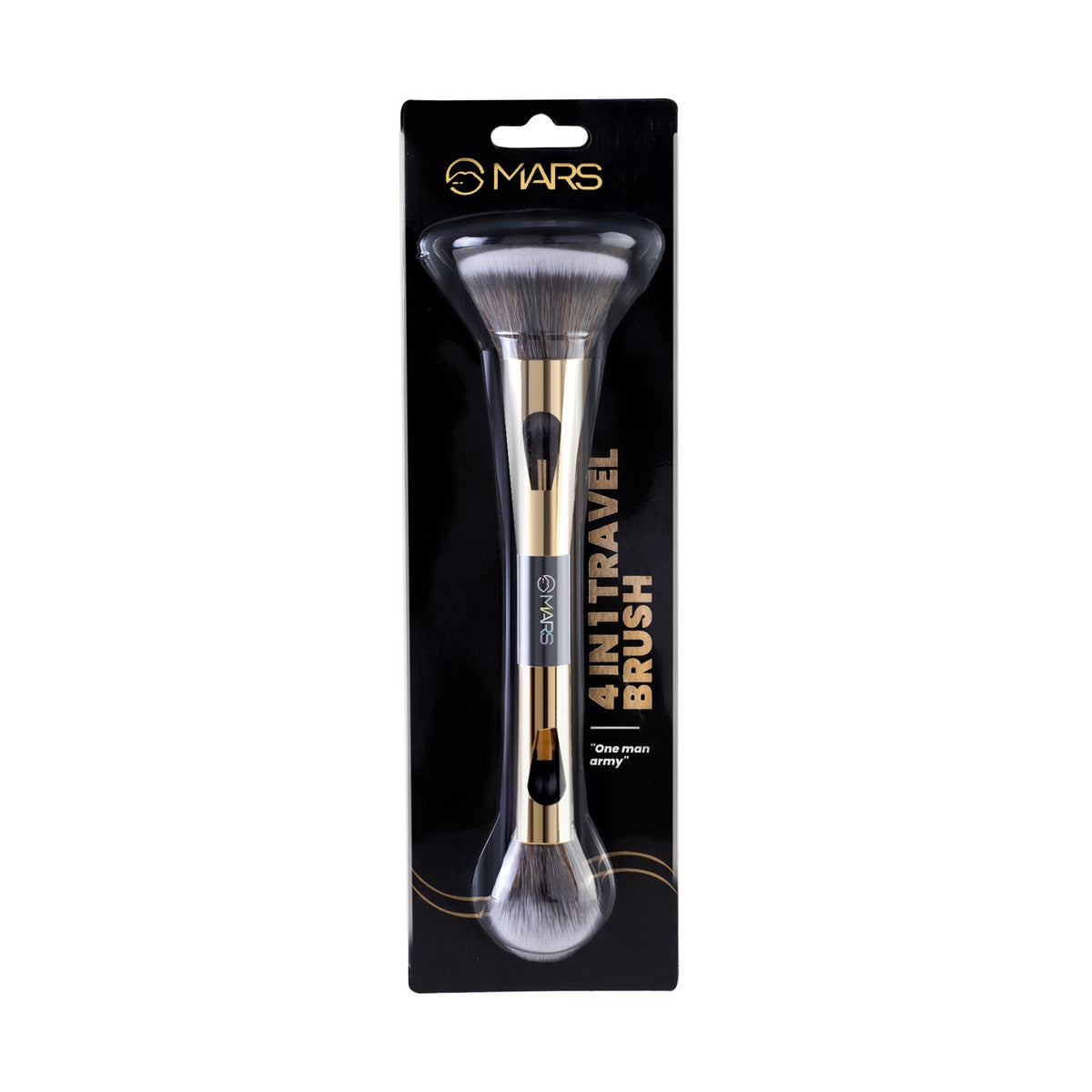 MARS 4 in 1 Travel Brush with Foundation Brush, Powder Brush, Eyeshadow Blending Brush & Flat Brush | Soft Bristles Makeup Br