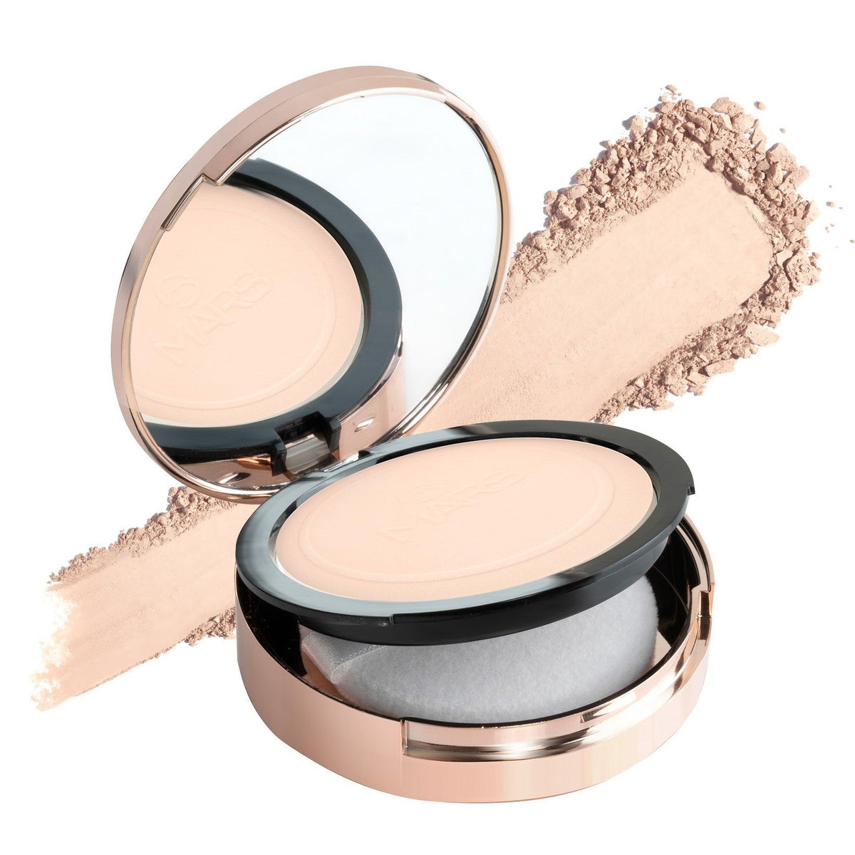 MARS Matte On Compact Powder with Applicator Puff | Flawless Matte Finish for Face Makeup | Absorbs Oil, Conceals, and Blurs 