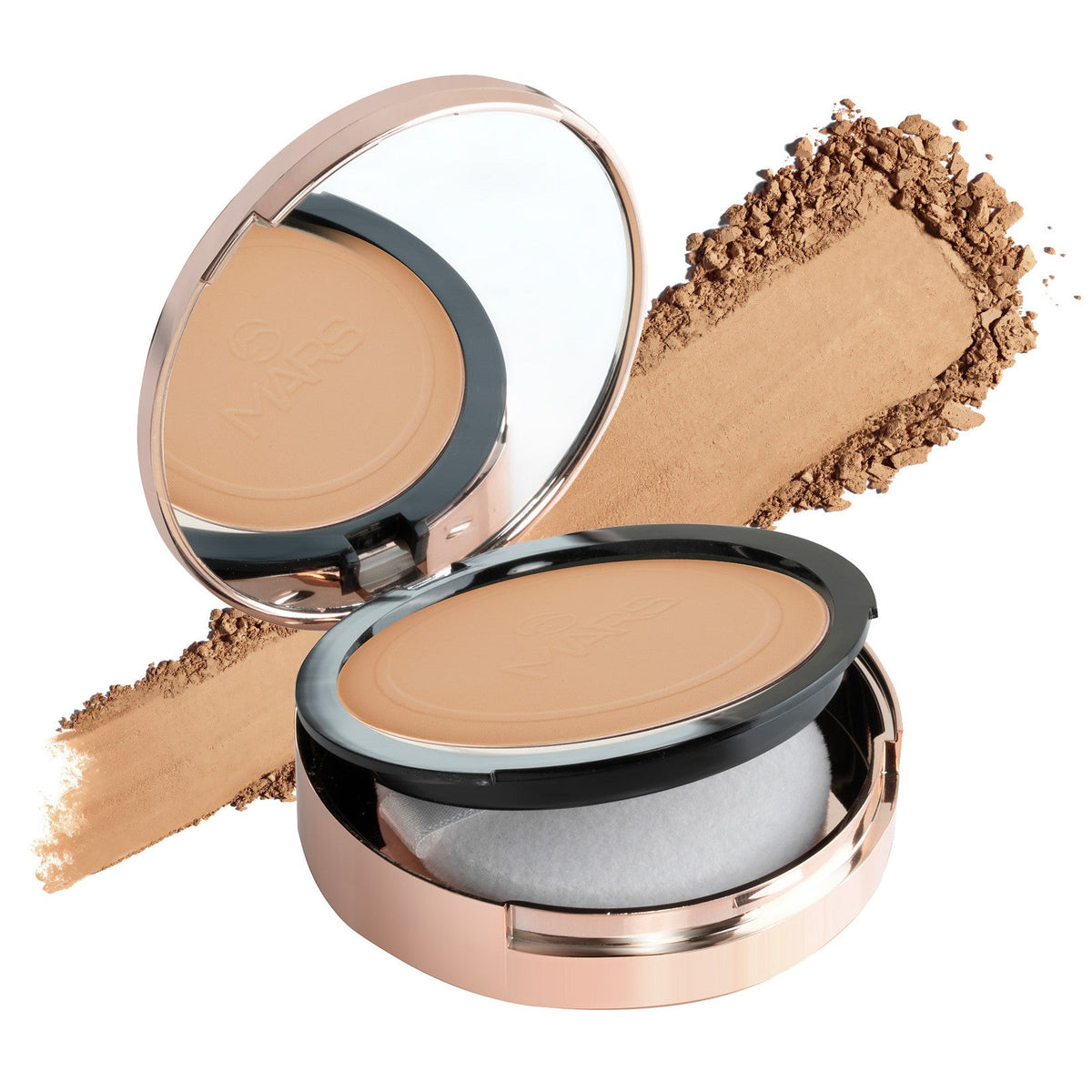 MARS Matte On Compact Powder with Applicator Puff | Flawless Matte Finish for Face Makeup | Absorbs Oil, Conceals, and Blurs 