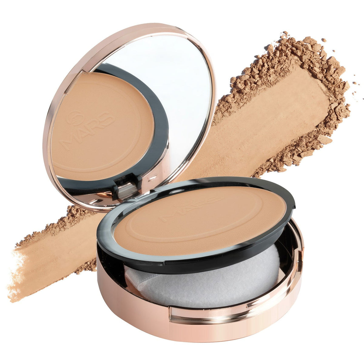 MARS Matte On Compact Powder with Applicator Puff | Flawless Matte Finish for Face Makeup | Absorbs Oil, Conceals, and Blurs 