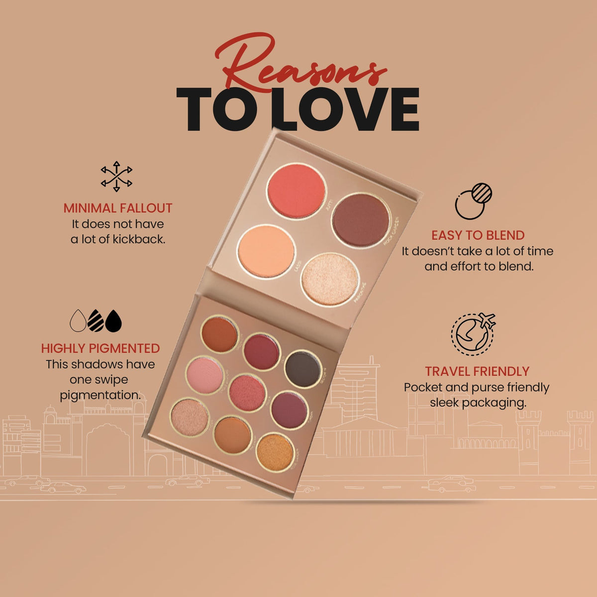 MARS The City Paradise Makeup Kit | Highly Pigmented and Blendable | 9 Eyeshadow Palette with 1 Highlighter, Blusher, Bronzer