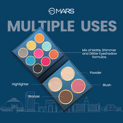 MARS The City Paradise Makeup Kit | Highly Pigmented and Blendable | 9 Eyeshadow Palette with 1 Highlighter, Blusher, Bronzer