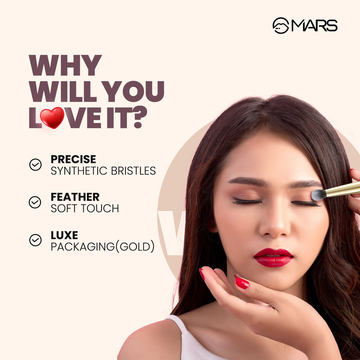 MARS Artist's Arsenal Professional Eyeshadow Smudging Pencil Brush | Precise Synthetic Bristles | Feather Soft Touch | Luxe P