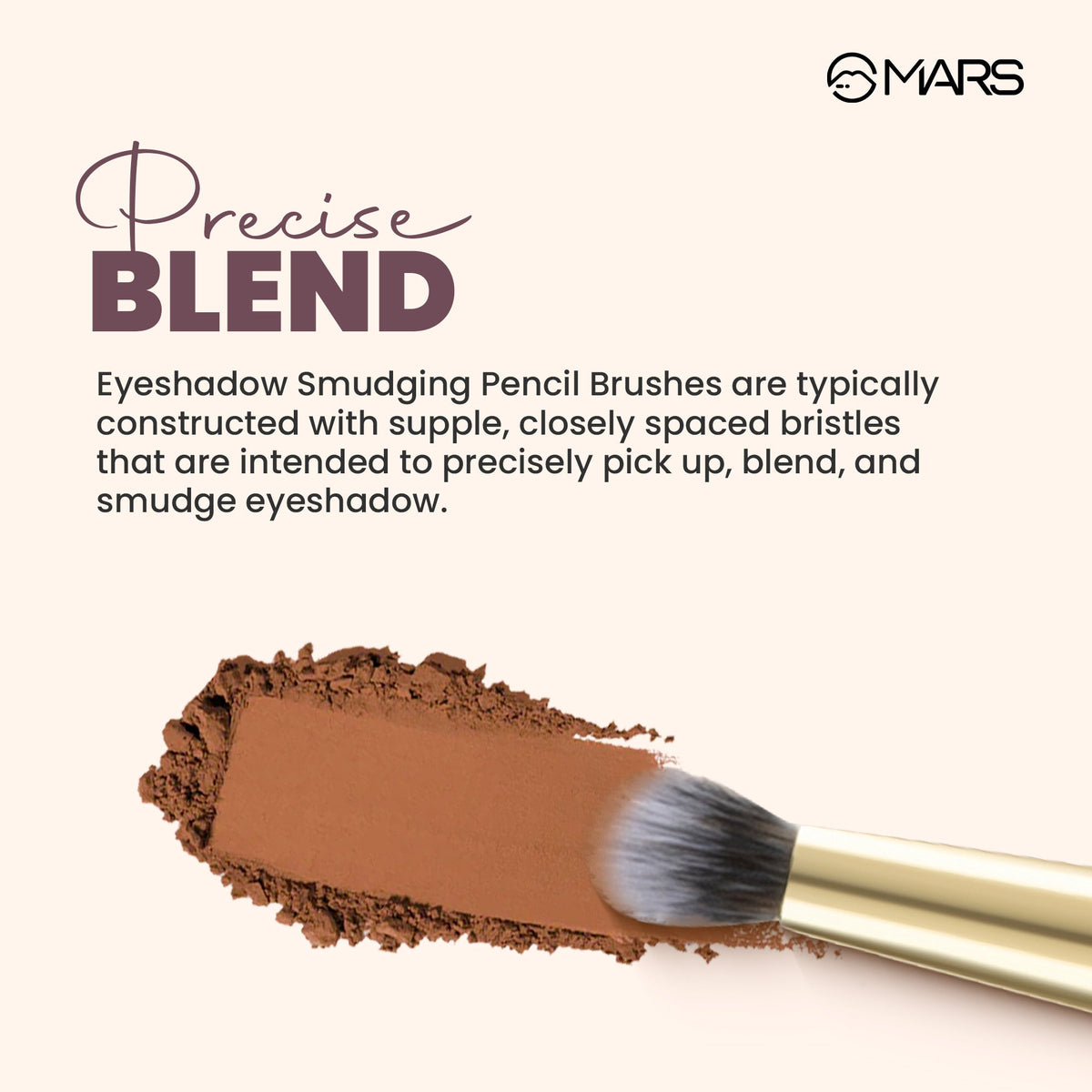 MARS Artist's Arsenal Professional Eyeshadow Smudging Pencil Brush | Precise Synthetic Bristles | Feather Soft Touch | Luxe P
