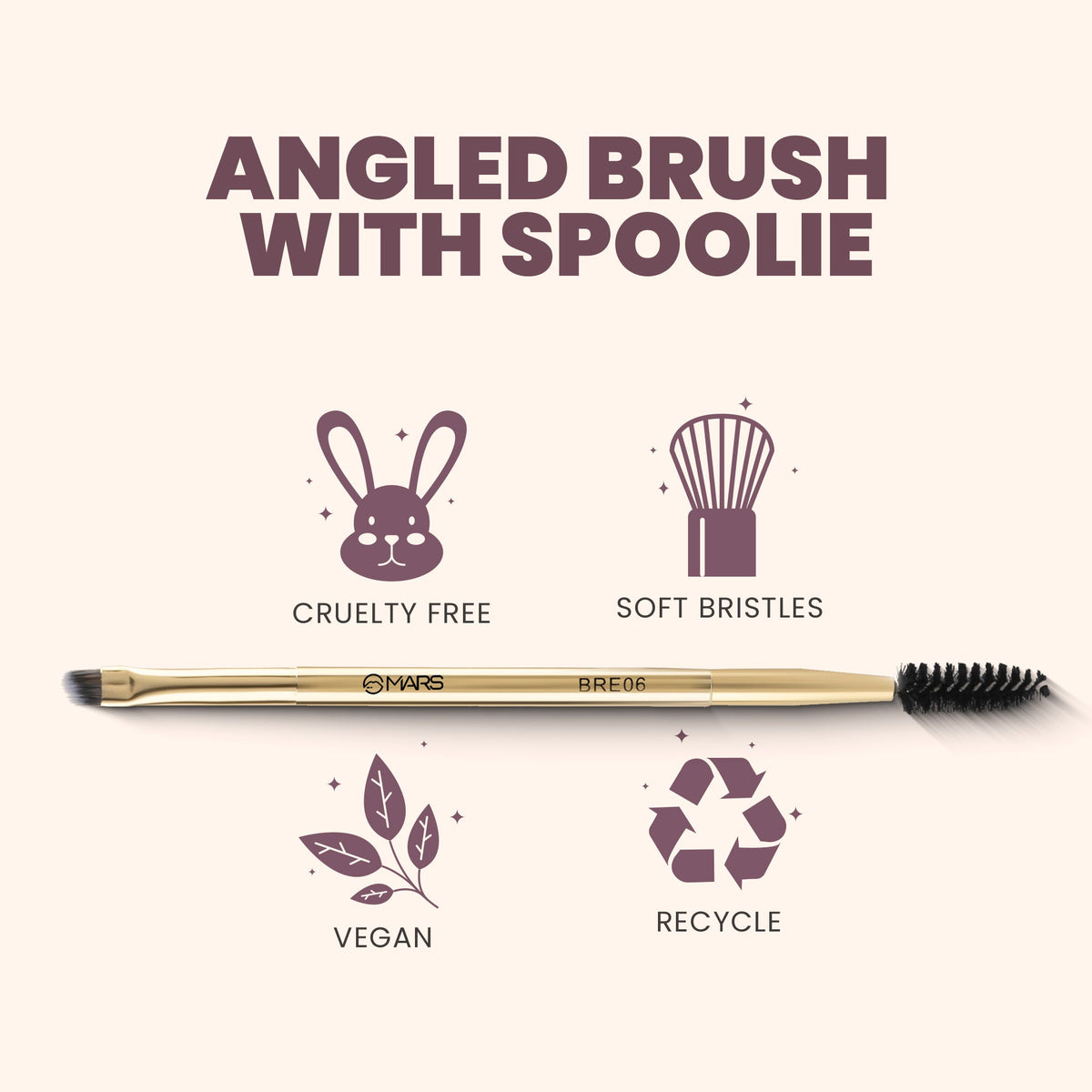 MARS Artist's Arsenal Professional Angled Brush With Spoolie | Feather Soft Touch | Multi-Purpose Brush For Eyes | Precise Sy