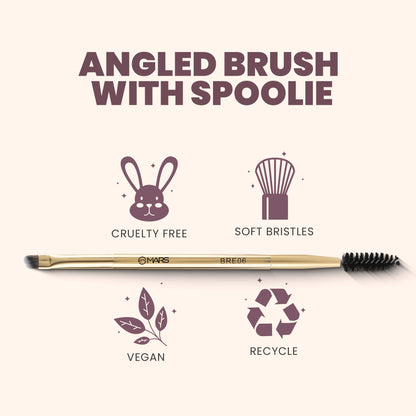MARS Artist's Arsenal Professional Angled Brush With Spoolie | Feather Soft Touch | Multi-Purpose Brush For Eyes | Precise Sy
