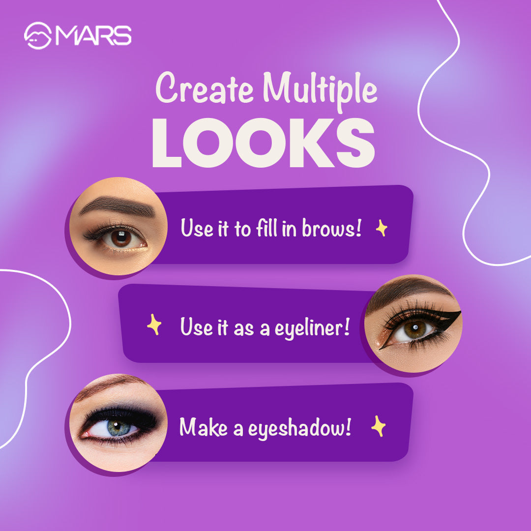 MARS Eyelove Multi Pods Gel Eyeliner & Eyebrow Powder With Dual Ended Brush | Smudge Proof & Water Proof | Long Lasting | Ric
