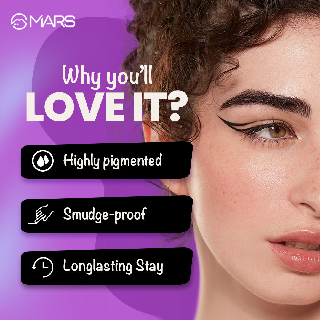 MARS Eyelove Multi Pods Gel Eyeliner & Eyebrow Powder With Dual Ended Brush | Smudge Proof & Water Proof | Long Lasting | Ric