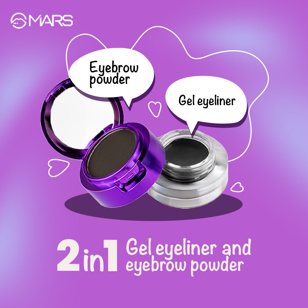 MARS Eyelove Multi Pods Gel Eyeliner & Eyebrow Powder With Dual Ended Brush | Smudge Proof & Water Proof | Long Lasting | Ric