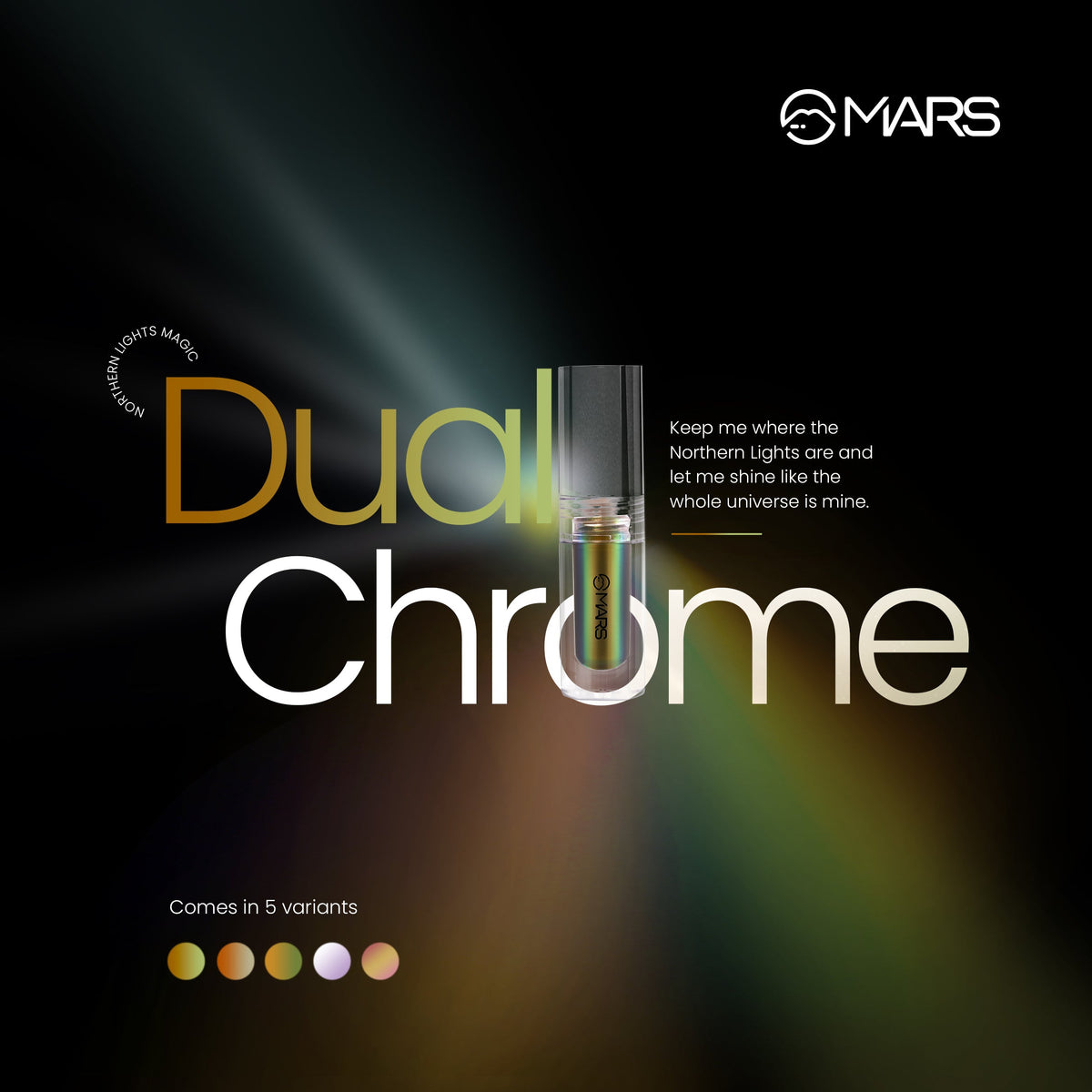 MARS Northern Lights Liquid Eyeshadow With Dual-Tone Chrome Effect | Liquid Shimmer | One Swipe Pigmentation | Smudge Proof |